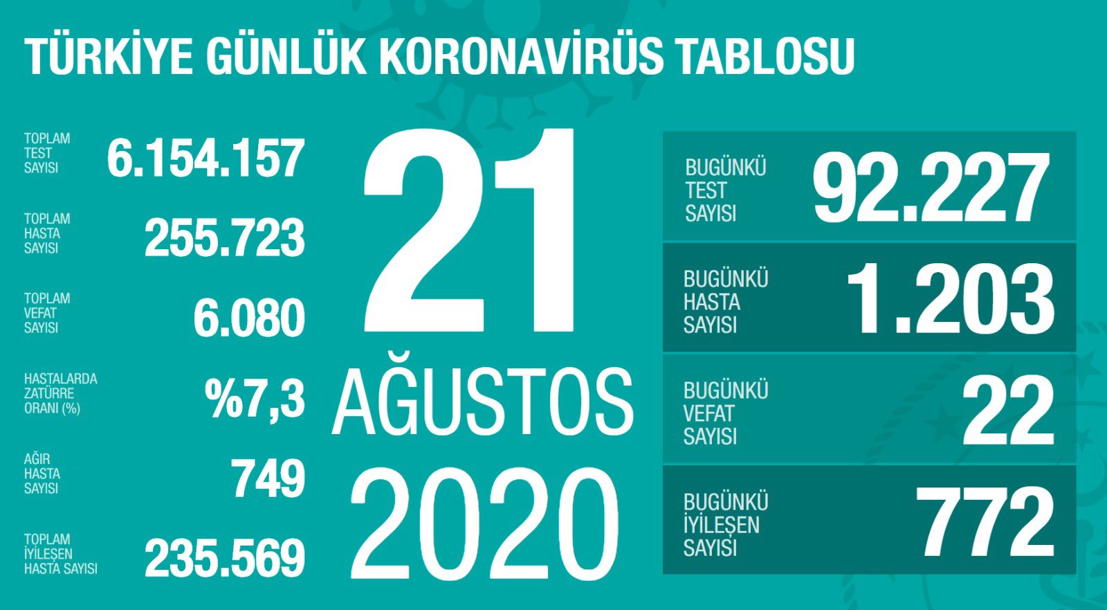 Türkiye'de Covid-19'dan iyileşen hasta sayısı 235 bin 569 oldu