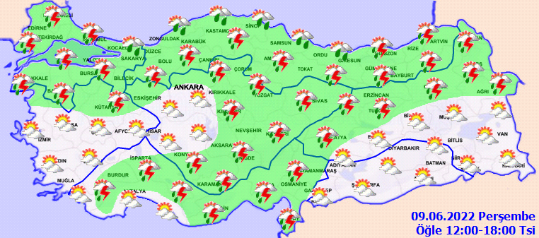 Meteoroloji’den çok sayıda kent için kuvvetli yağış uyarısı: 2 bölge hariç her yer yağış alacak! (9 Haziran 2022 hava durumu)