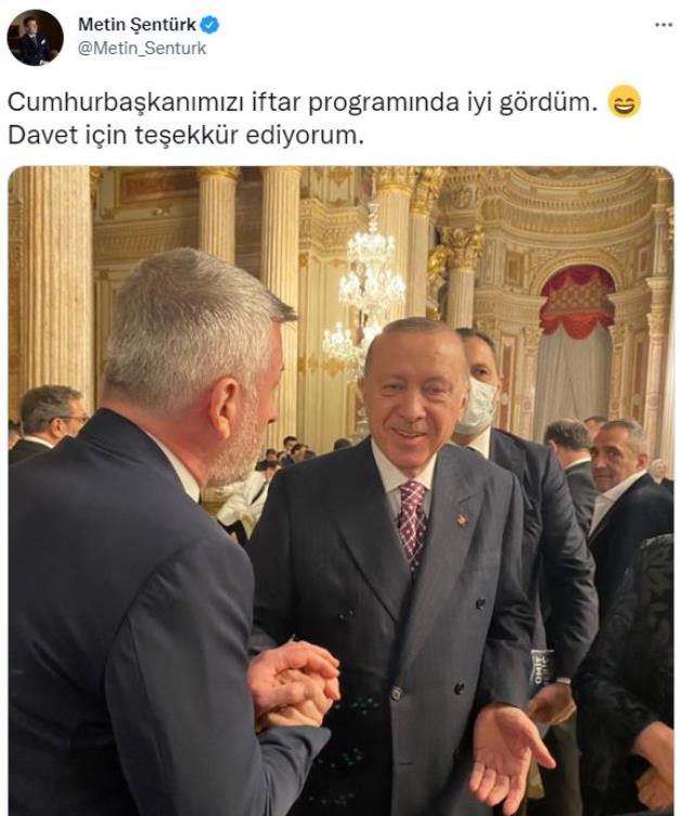 Erdoğan ile iftarda bir araya gelen Metin Şentürk'ün esprisi gündeme damga vurdu