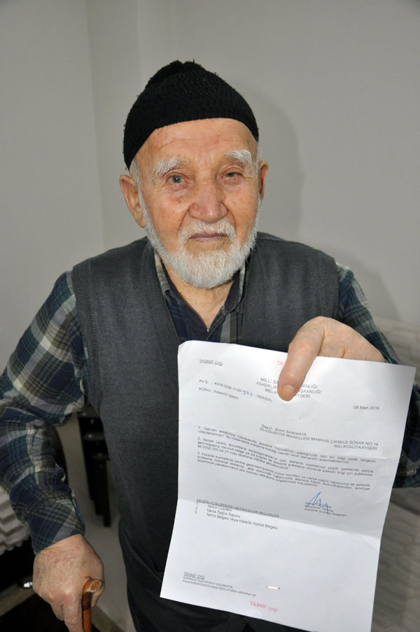 79 yaşında 3'üncü kez askere çağrıldı