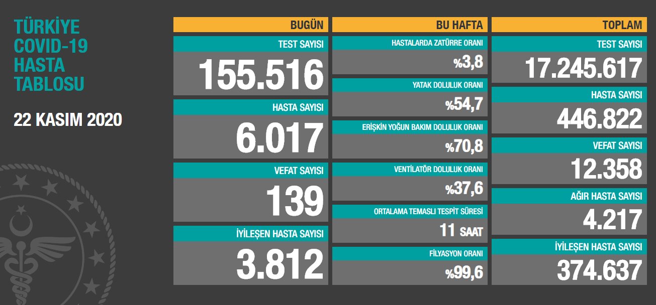 Günlük koronavirüs verileri açıklandı Günlük koronavirüs verileri açıklandı