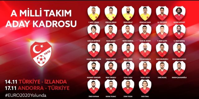 A Milli Takımımızın, İzlanda ve Andorra maçlarının kadrosu belli oldu!