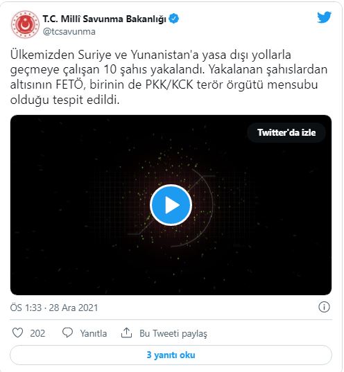 MSB duyurdu: Yasa dışı yollarla geçmeye çalışan 10 şahıs yakalandı