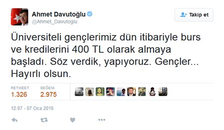 Davutoğlu'ndan öğrencilere müjde Davutoğlu'ndan öğrencilere müjde
