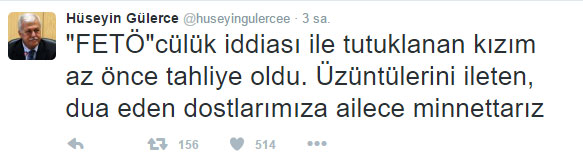 Hüseyin Gülerce'nin kızı tahliye oldu