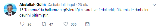 Abdullah Gül: Bu ülkede darbe devri bitmiştir!