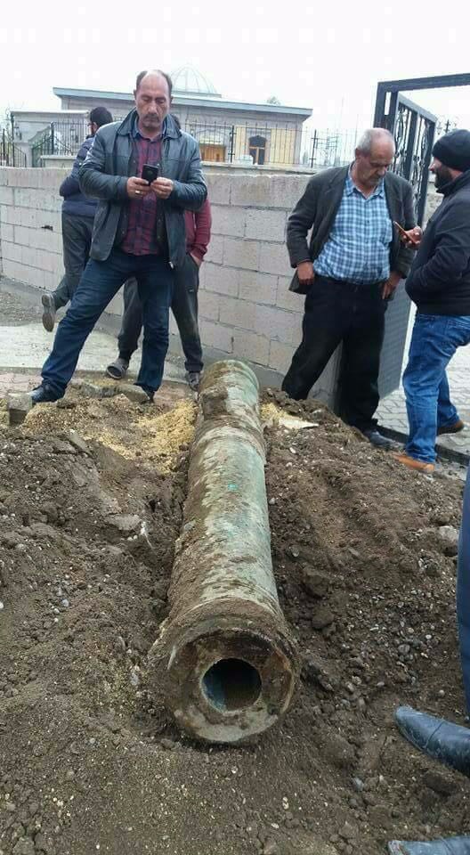 Erzurum'da Osmanlı dönemine ait top bulundu