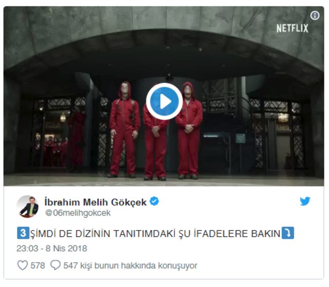 Gökçek'ten La Casa De Papel için bomba iddia: Ali Koç'a suikast, Gezi ve darbe işareti