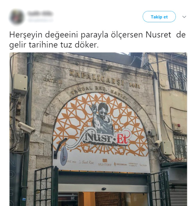 Kapalıçarşı'da skandal kare! Tarihî kapıya Nusr-Et tabelası asıldı