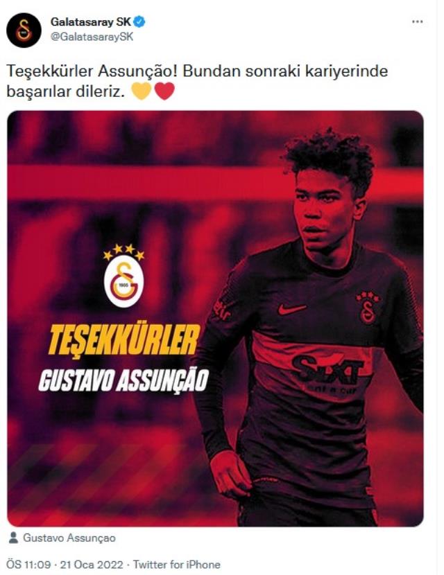 Galatasaray 21 yaşındaki Assunçao ile yolları ayırdı!