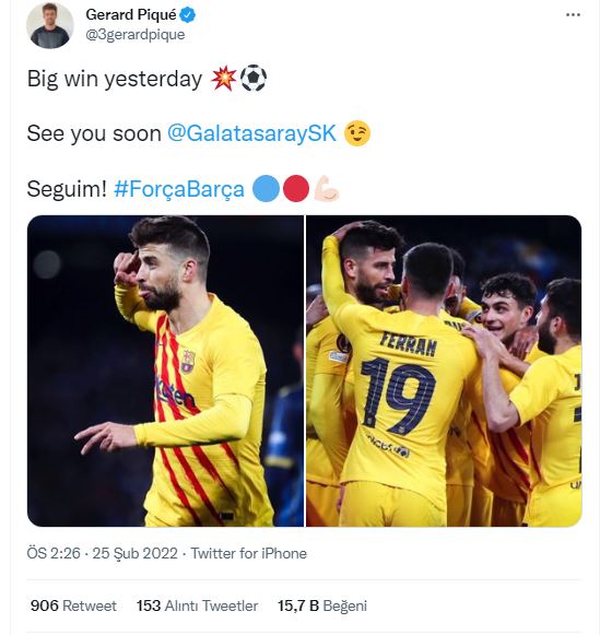 Barcelona’nın kaptanı Pique'den Galatasaray paylaşımı! Yer yerinden oynayacak