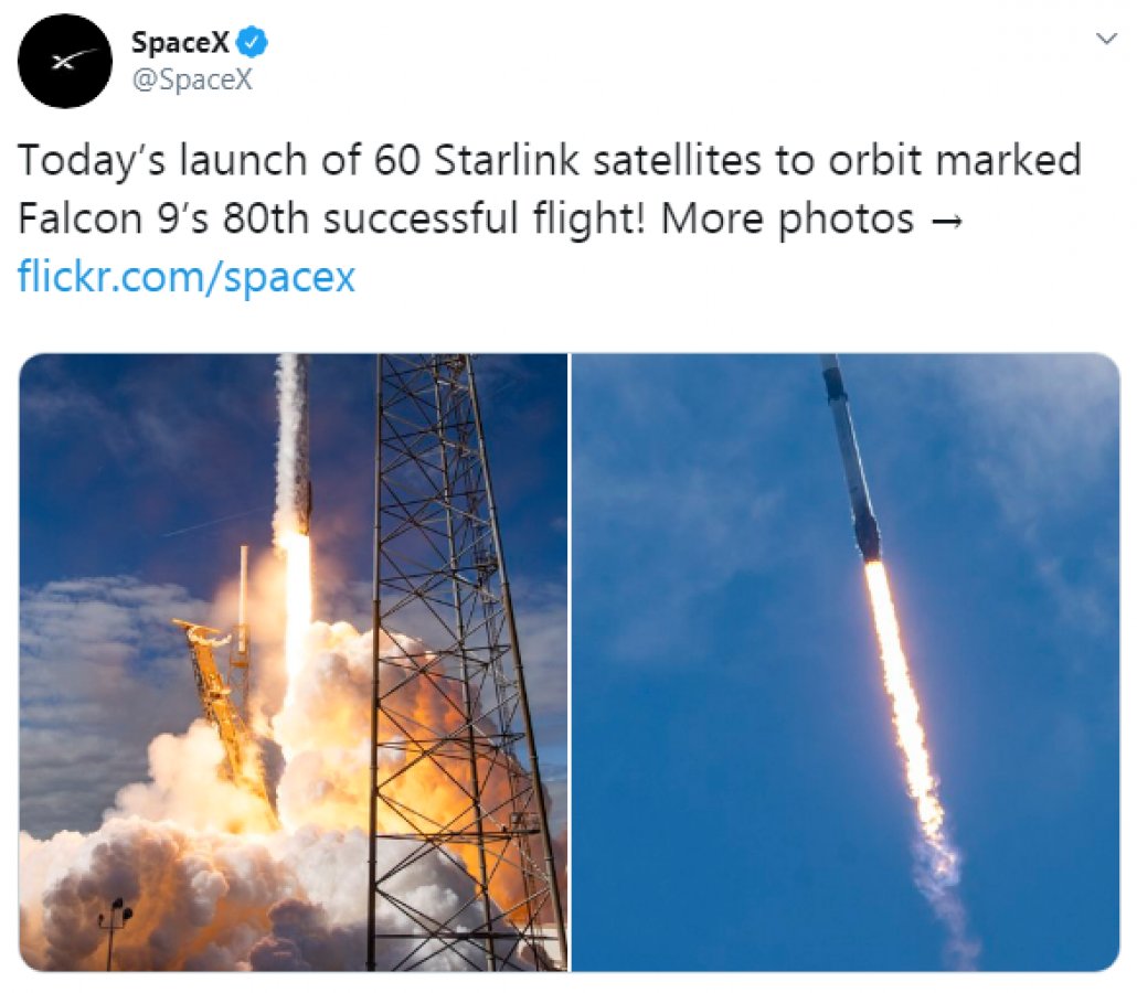 SpaceX yörüngeye 60 internet uydusu daha gönderdi