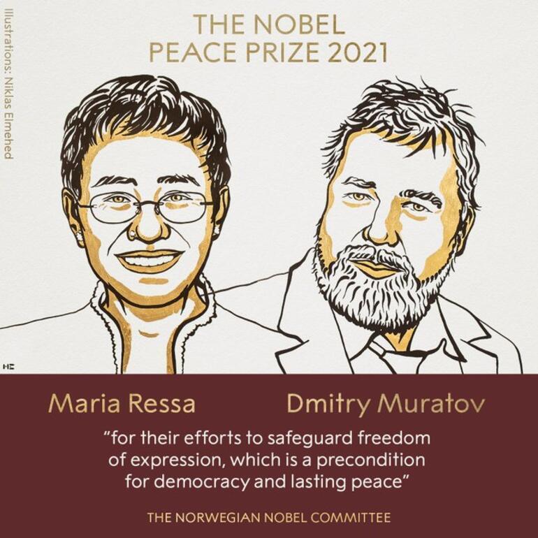 2021 Nobel Barış Ödülü'nü Maria Ressa ve Dmitry Muratov kazandı