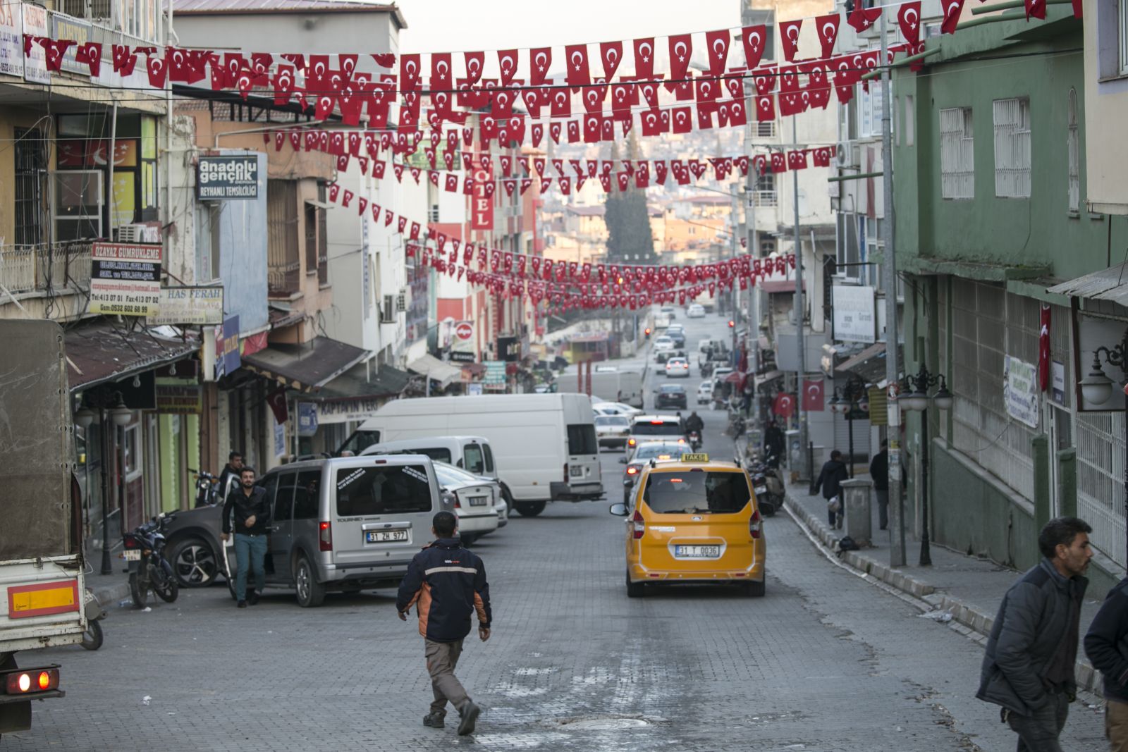 Sınır köyünde harekâta bayrak ve pankartlı destek