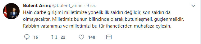 Bülent Arınç'tan 15 Temmuz paylaşımı