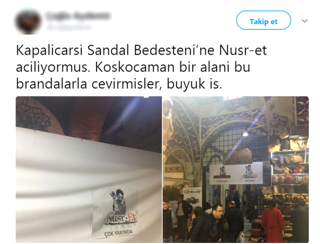 Kapalıçarşı'da skandal kare! Tarihî kapıya Nusr-Et tabelası asıldı