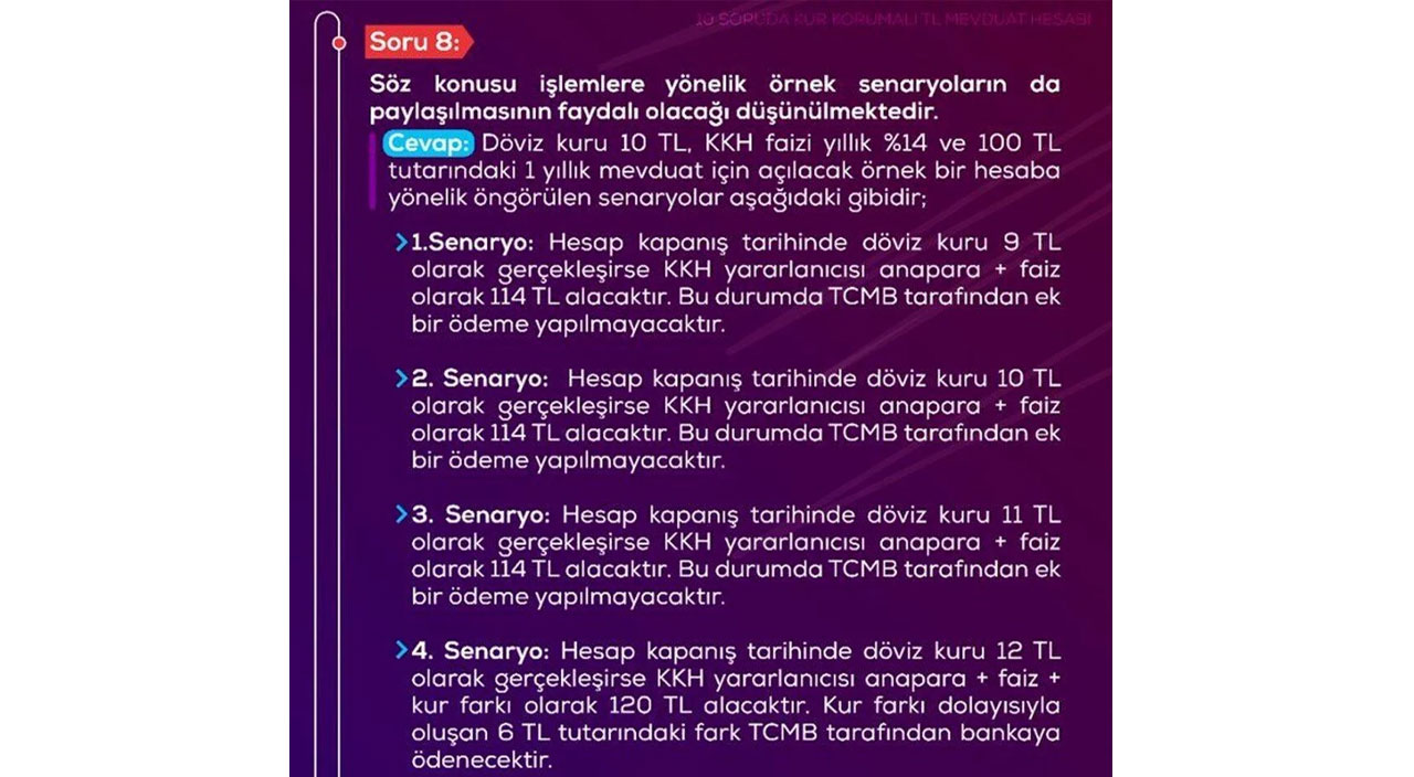 Bakanlık 10 soruda Kur Korumalı TL Mevduat Hesabını anlattı