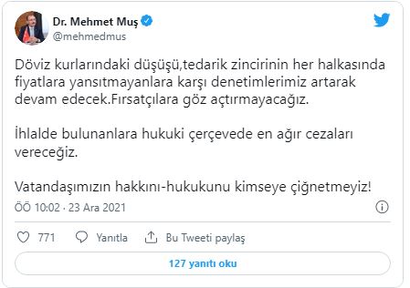 Bakan Muş: Fırsatçılara göz açtırmayacağız!