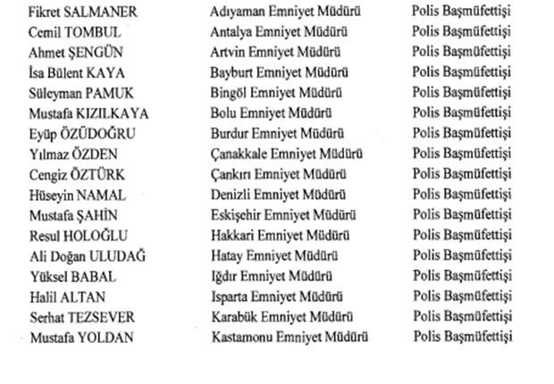 61 ilin emniyet müdürü değişti