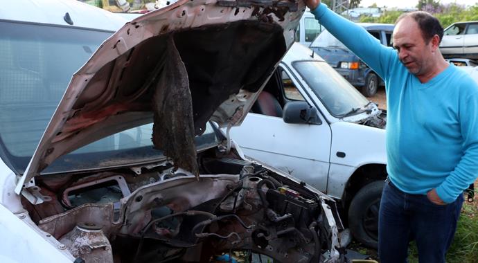 Kaza yapan aracı 'taksit taksit' çaldılar