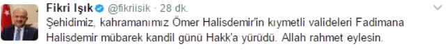 Siyasiler Fadimana Halisdemir için başsağlığı mesajı yayınladı