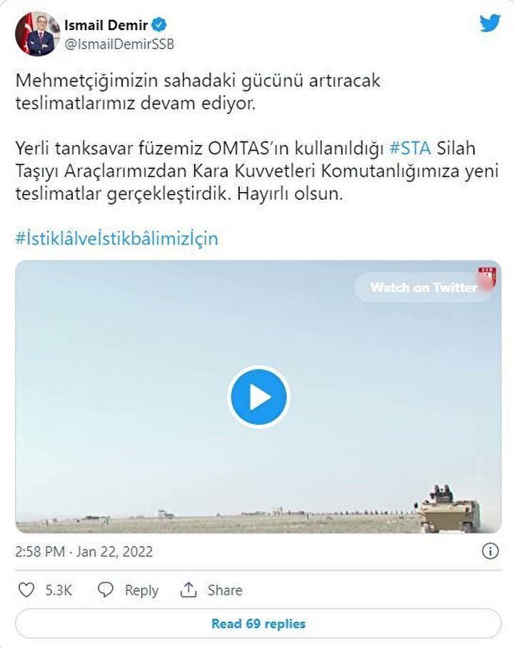 TSK gücüne güç katmaya devam ediyor: 'Tank avcısı' teslim edildi