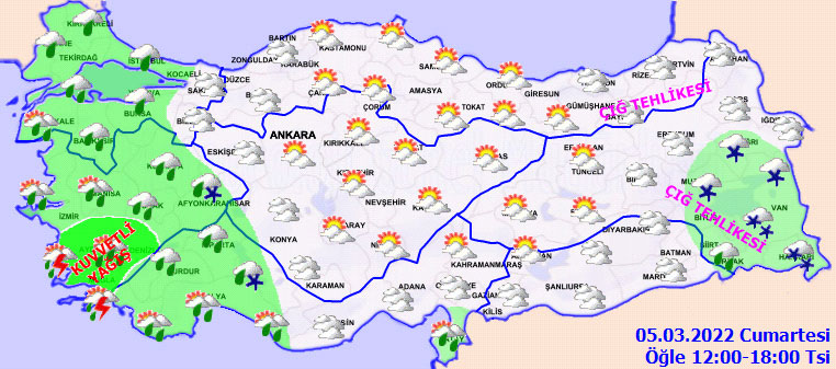 Meteoroloji'den 5 bölgeye kuvvetli sağanak ve kar uyarısı (5 Mart 2022 hava durumu)