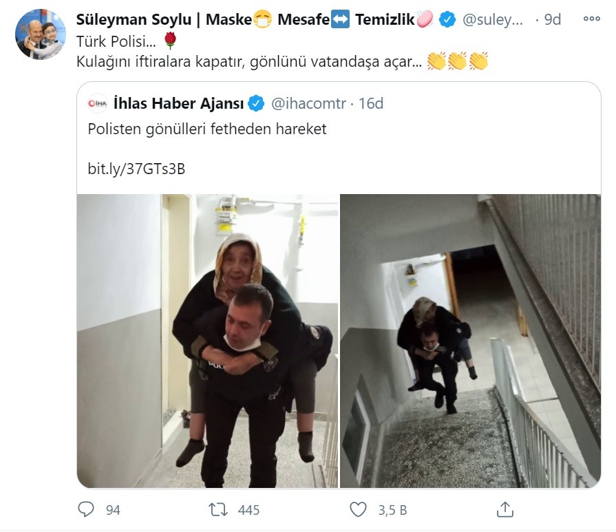 Süleyman Soylu'dan 'Türk Polisi' paylaşımı