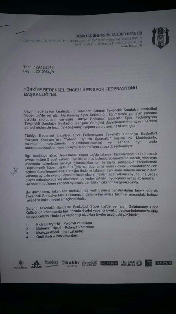 Bir Kizer itirazı da Beşiktaş’tan!