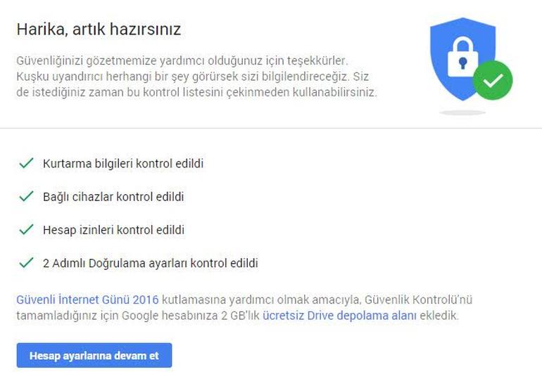 Google'dan ücretsiz 2 GB depolama alanı