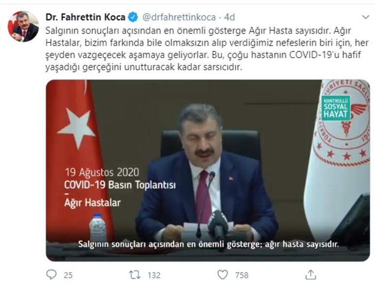 Sağlık Bakanı Koca'dan koronavirüs paylaşımı: Unutturacak kadar sarsıcı