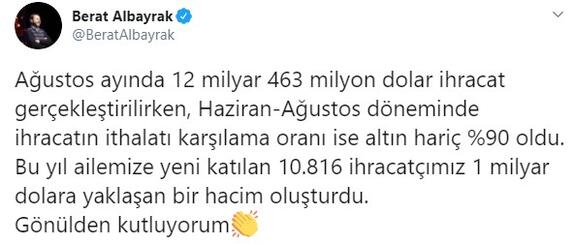 Bakan Albayrak'tan ihracat açıklaması