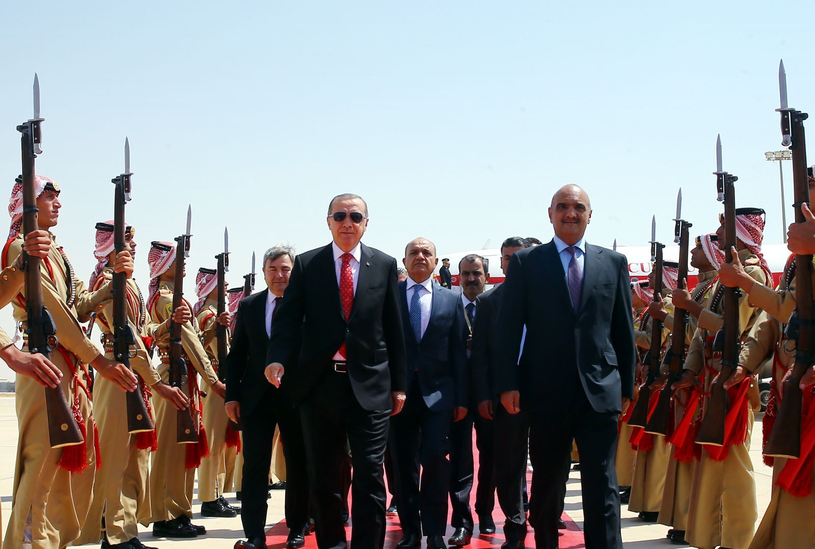 Cumhurbaşkanı Erdoğan, Ürdün'de resmî törenle karşılandı