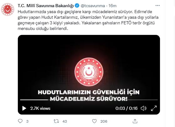 MSB duyurdu: FETÖ'cüler Yunan sınırından kaçarken yakalandı!
