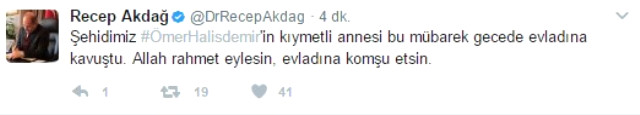 Siyasiler Fadimana Halisdemir için başsağlığı mesajı yayınladı
