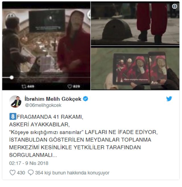 Gökçek'ten La Casa De Papel için bomba iddia: Ali Koç'a suikast, Gezi ve darbe işareti