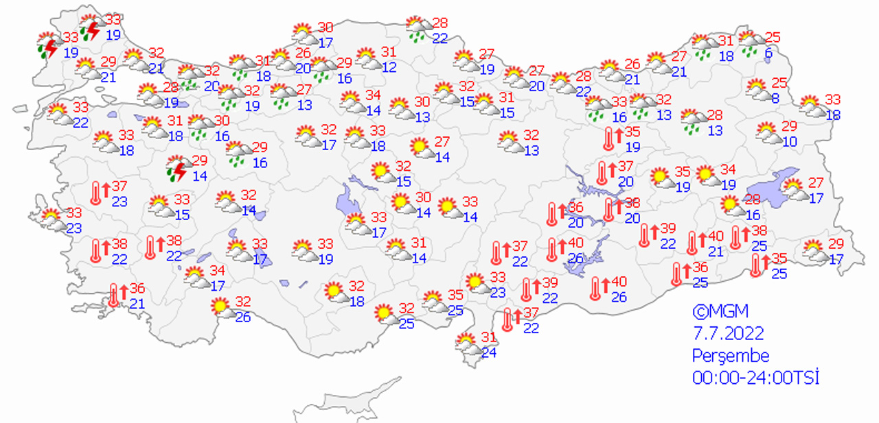 Meteoroloji il il uyardı: Bunaltıcı sıcak ve sağanak bir arada (7 Temmuz 2022 hava durumu)