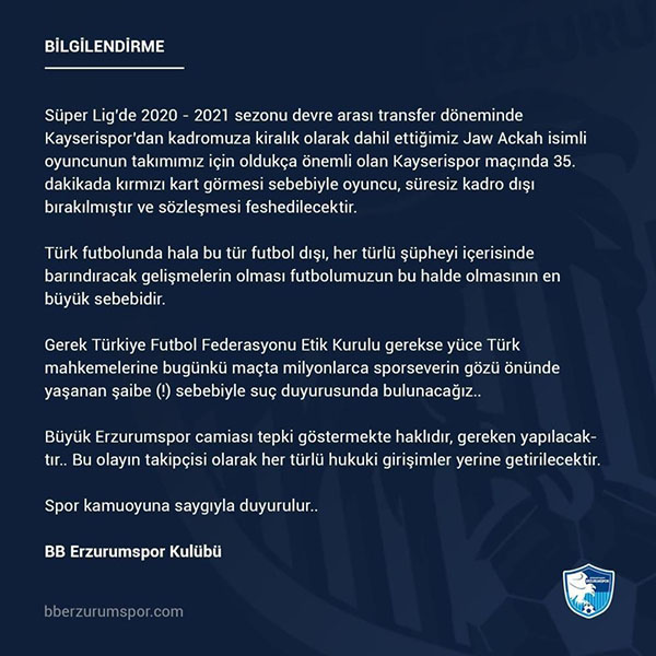 Jaw Achka’yı süresiz kadro dışı bırakıldı!