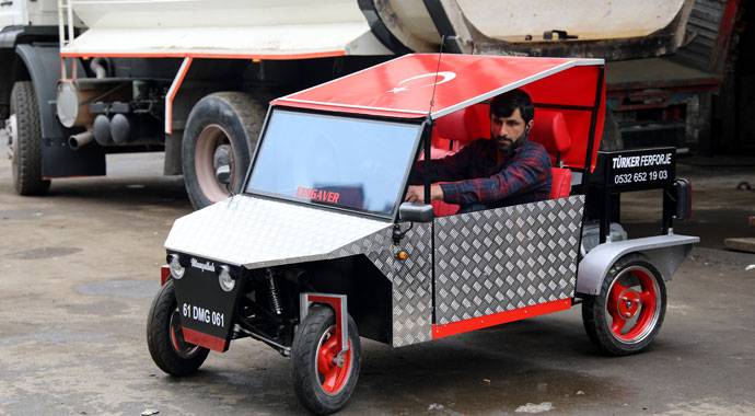 Trabzonlu demir ustası kendi otomobilini yaptı