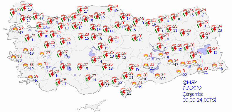 Meteoroloji alarm verdi! Çok kuvvetli olacak: Ankara, İstanbul, Antalya, Trabzon... (8 Haziran 2022 hava durumu) Meteoroloji alarm verdi! Çok kuvvetli olacak: Ankara, İstanbul, Antalya, Trabzon... (8 Haziran 2022 hava durumu)
