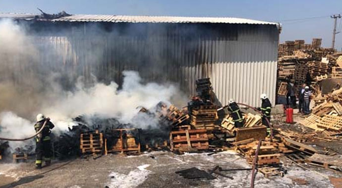 Palet fabrikasında korkutan yangın