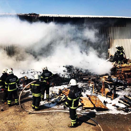 Palet fabrikasında korkutan yangın