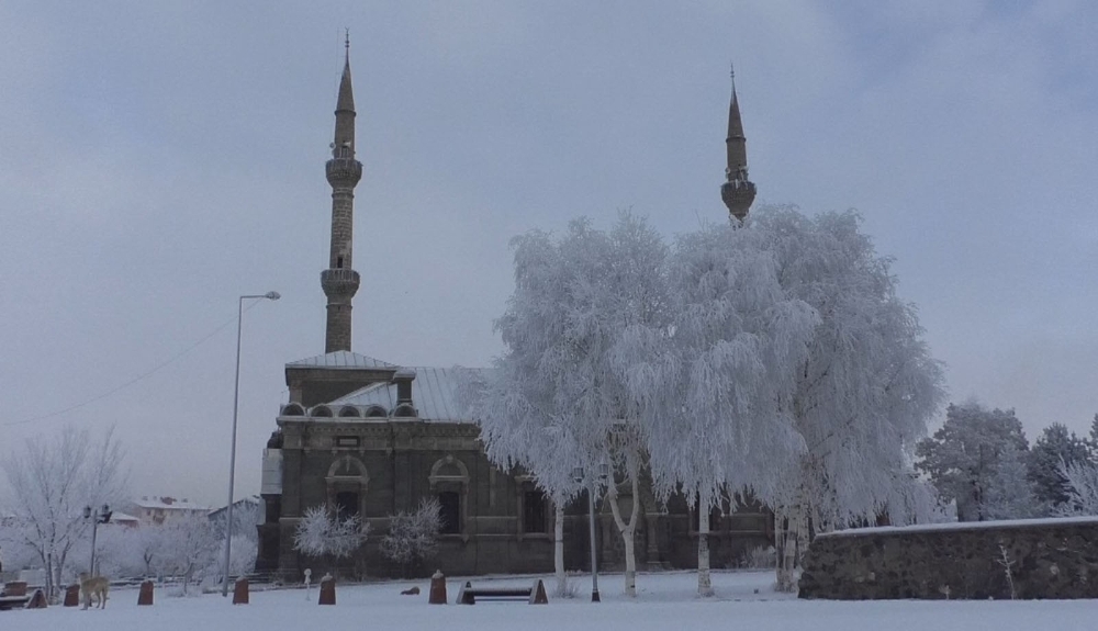 Kars eksi 16’yı gördü! Araçlar dondu, ağaçlar kırağı tuttu