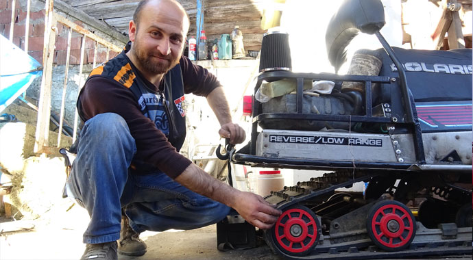 Hurdalıktan aldılar, paletli kar aracı yaptılar