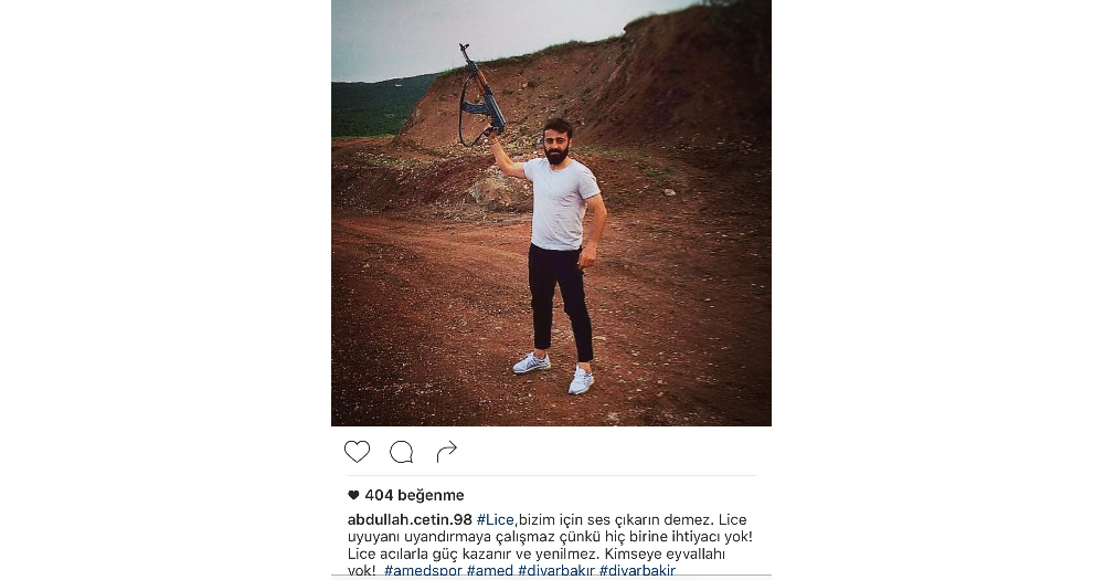 Amedsporlu futbolcu elinde kalaşnikofla PKK propagandası yaptı