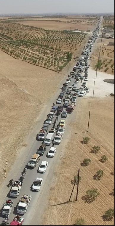 Münbiç'ten Kaçan DAEŞ'liler havadan görüntülendi
