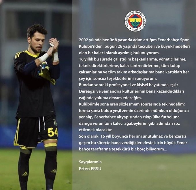 Erten Ersu, Fenerbahçe'den ayrıldı
