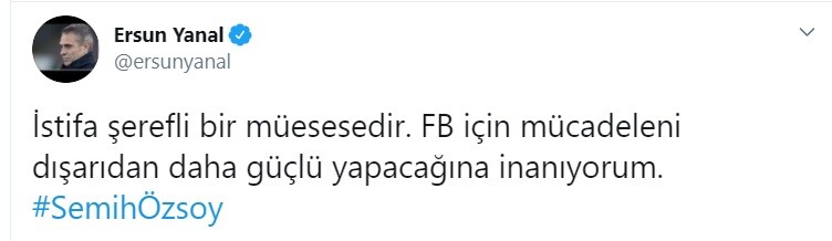 Ersun Yanal'dan Semih Özsoy'a mesaj