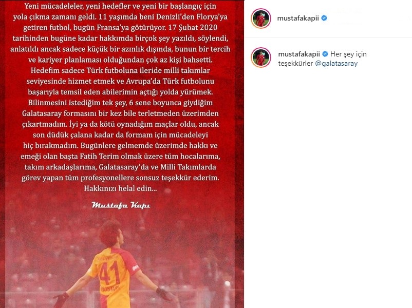 Genç futbolcu Mustafa Kapı, Galatasaray'a veda etti