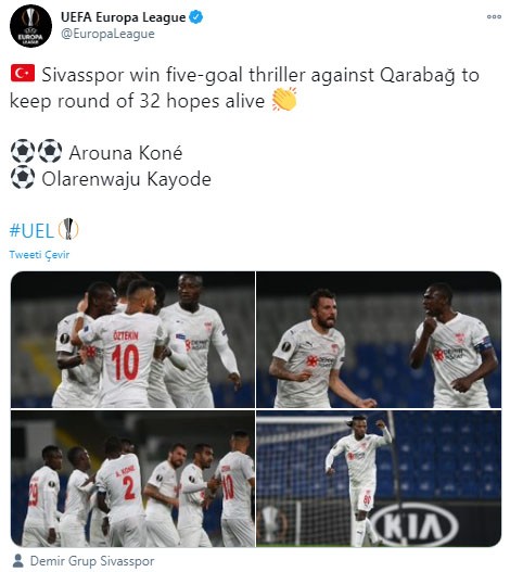 UEFA’dan Sivasspor paylaşımı!